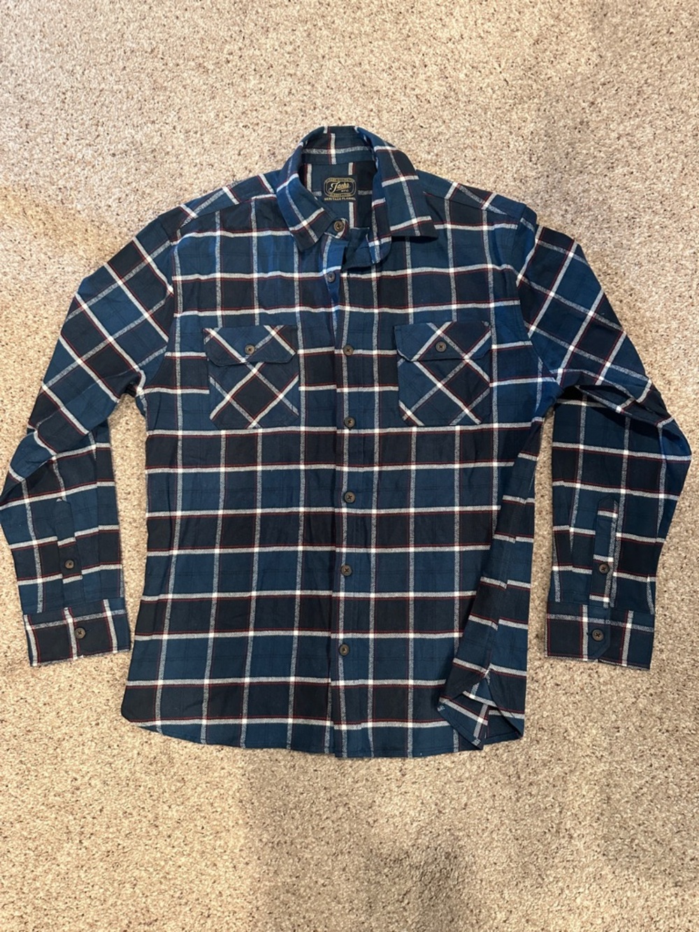 Men's Navy Plaid Long-Sleeve Button-Down Shirt